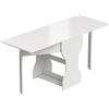 Tavolo Da Pranzo Pieghevole Per 4 Persone Con Ripiano, In Legno, 160x60x75 Cm, Bianco