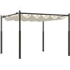 Gazebo Pergola 3x3 M Con Tettuccio Retrattile, 8 Viti E 8 Picchetti, In Poliestere 180g E Metallo, Bianco Crema