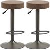 Set 2 Sgabelli Da Bar Girevoli Con Poggiapiedi E Altezza Regolabile, 35x36x64-85cm, Marrone