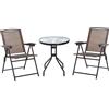 Tavolino Con 2 Sedie Set Mobili 3pz Pieghevole Regolabile Esterno Textilene Marrone