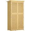 Casetta Attrezzi Giardino In Legno Di Abete E Pino Con 4 Scompartimenti E Tetto Impermeabile, 87x46.5x160 Cm, Color Legno