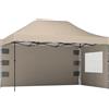 Gazebo Pop Up Pieghevole Con Pareti Laterali E Finestre, 2.9x4.3 M, In Metallo E Tessuto Oxford, Marrone Sabbia