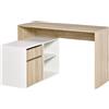 Scrivania Angolare, Scrivania Ad Angolo Per Computer Da Camera O Ufficio, Scrivania Salvaspazio In Legno, Rovere E Bianco
