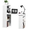 Scrivania Computer Con Libreria Salvaspazio, Tavolo Da Pranzo Per Ufficio E Studio, 120x55x120 Cm, Bianco