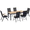 Set 7pz Tavolo Con Sedie Da Giardino Pieghevoli E Regolabili In Texteline, Nero