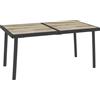 Tavolo Da Giardino Rettangolare Per 6 Persone Con Piano Effetto Legno, In Acciaio E Pspc, 145x85x72 Cm, Grigio