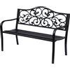 Panchina Da Giardino 2 Posti Con Schienale Decorato In Ghisa E Metallo, 127x60x89cm, Nero