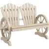 Panchina Da Giardino In Legno Stile Country Con Braccioli A Ruota, 108x66x95cm, Legno Naturale