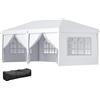 Gazebo 6x3 M Pieghevole Da Giardino A 6 Pareti In Acciaio E Tessuto Oxford Con Funi E Picchetti, Bianco