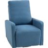 Poltrona Relax Reclinabile Manualmente A 135°, Girevole A 360° Con Funzione Dondolo, Blu