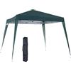 Gazebo Pieghevole Da Giardino 2.4x2.4m Con Struttura In Acciaio E Corde Antivento, Verde