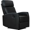 Poltrona Relax Reclinabile, Regolabile Ed Ergonomica, In Pelle Pu Con Imbottitura, Per Casa E Ufficio, 65x92x100 Cm, Nera