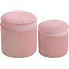 Set 2 Pouf Poggiapiedi Rotondi Impilabili E Imbottiti Con Rivestimento In Velluto, Contenitore Da 34.8l, Rosa