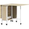 Tavolo Da Pranzo Pieghevole Per 6 Persone Max Con Ripiano, In Legno E Metallo, 130x80x74 Cm, Bianco E Color Legno