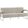 Divano 3 Posti Moderno Rivestito In Ciniglia Beige, In Acciaio, Spugna E Pannello Multistrato, 174x75x76 cm