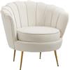Poltrona Di Design Stile Vintage Imbottita In Velluto, 79x77x77cm, Crema