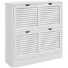 Mobile Scarpiera Salvaspazio In Legno Per 16 Paia Di Scarpe Con 2 Ante A Ribalta, 81.5x25x83cm, Bianco