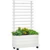Fioriera Verticale Con 4 Ruote E Traliccio Per Piante Rampicanti In Legno, 76x30x155cm, Bianco