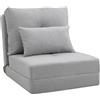 Poltrona Letto 3 In 1 Convertibile In Chaise Longue E Divano Da Terra Con 2 Cuscini, Grigio Chiaro