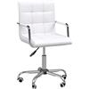 Sedia Da Ufficio In Pelle Pu Bianca Con 5 Ruote Girevoli, Imbottitura E Altezza Regolabile, 52.5x54x84-99cm
