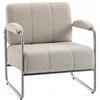 Poltrona Salotto E Poltroncina Camera Da Letto In Ciniglia Morbida, Beige