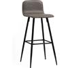 Set 2 Sgabelli Bar Con Schienale Basso E Poggiapiedi, Rivestimento In Pu E Gambe In Acciaio, Marrone Scuro