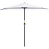 Ombrellone Da Terrazza A Mezzaluna Con Apertura A Manovella E Palo A 2 Sezioni, 2.6x1.35 M, Bianco