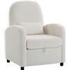 Poltrona Moderna Con Spazio Contenitore A Scomparsa E Cuscino, Rivestimento In Pile Teddy, 76x77x95 Cm, Crema