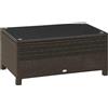Tavolino Da Giardino In Vetro Temperato 5mm Rettangolare Esterno Rattan 85 X 50 X 39 Cm Marrone