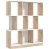 Mobile Libreria A 8 Ripiani Per Soggiorno E Camera Da Letto, In Legno, 100x27x124 Cm, Rovere E Bianco
