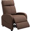 Poltrona Relax Reclinabile Con Poggiapiedi In Tessuto Effetto Lino, 69x85x100 Cm, Marrone