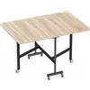 Tavolo Pieghevole Per 4-6 Persone Con 2 Ribalte E Ruote Con Freno, 120x80x73 Cm, Rovere