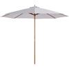 Ombrellone Da Giardino 3x2.5 M Con Palo In Legno A 8 Stecche, In Bambù, Legno E Poliestere, Bianco