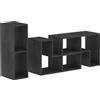 Mobile Tv 75 Max Modulabile Con 2 Ripiani A L E Mensola Rettangolare, In Legno, 134-180x30.5x44 Cm, Nero