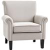 Poltrona D'arredo In Stile Nordico Con Braccioli, In Legno E Poliestere, 79x78x87 Cm, Grigio E Marrone