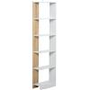 Scaffale Libreria A Parete In Legno Color Rovere E Bianco Con 5 Ripiani, Antiribaltamento, 45 X 21 X 170cm