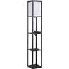 Lampada Da Terra Moderna, Lampadina Illuminazione Interna Salvaspazio Con Ripiani Da Soggiorno Cotone, Mdf 26 X 26 X 160 Cm Nero E Bianco