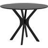 Tavolo Da Pranzo Moderno Rotondo Per 4 Persone In Acciaio E Mdf, Ø100x75cm, Nero