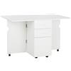 Tavolo Da Cucina A Ribalta Con 2 Cassetti E Armadietto Ad Ante, In Truciolato, 120x80x75 Cm, Bianco