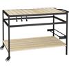 Carrello Portavivande Da Giardino In Legno A Doghe E Acciaio, Ripiano E Maniglia, 107x65x80 cm
