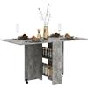 Tavolo Pieghevole In Legno Per 4-6 Persone Con Ruote, 75x140x74cm, Grigio