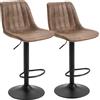 Set 2 Sgabelli Alti Da Bar In Stile Industriale Con Schienale, Poggiapiedi E Altezza Regolabile, Sedia In Microfibra, Marrone § Italy