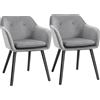 Set Di 2 Sedie Per Sala Da Pranzo Con Braccioli Imbottite E In Velluto, 54x56x74cm, Grigio
