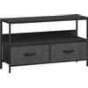 Mobile Porta Tv Da 47 Con Cassetti Pieghevoli In Tessuto E Mensola In Metallo E Mdf, 98x29x56 Cm, Nero