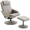 Poltrona Relax Reclinabile Con Pouf Poggiapiedi Abbinato E Rivestimento In Finta Pelle, 71x78x101cm, Grigia