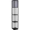 Lampada Da Terra 2 In 1 Salvaspazio Con 3 Ripiani, Lampada Moderna Da Salotto, Soggiorno E Ufficio, Attacco E27, 26 X 26 X 160 Cm, Nero Bianco