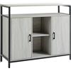 Credenza Moderna In Legno Con 2 Armadietti E Ripiani, Mobile Cucina E Per Ingresso Grigio Chiaro, 100x34x87.2cm