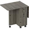 Tavolo A Ribalta A 6 Rotelle Con 2 Cassetti E Armadietto Ad Ante, In Legno, 120x60x76.5 Cm, Grigio