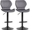 Set 2 Sgabelli Da Bar Ad Altezza Regolabile, Sgabelli Cucina Alti Con Seduta Ergonomica E Poggiapiedi In Effetto Velluto E Metallo, 47x51.5x92-114 cm