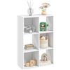 Libreria Bianca Per Casa E Ufficio, Scaffale Dal Design Moderno Con 6 Scomparti In Legno, 91.5x29.5x61.5cm